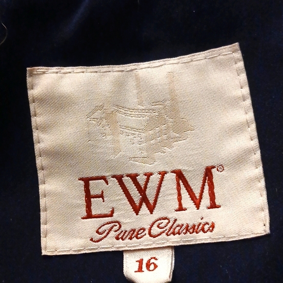EWM Womens Coat navy Blue & Burgundy With Hood and Zipper Size 16 - Picture 3 of 3